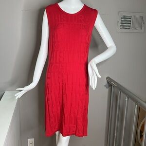 Iceberg History Sz L Red Knit Logo Cotton Blend Sleeveless Dress - New With Tags